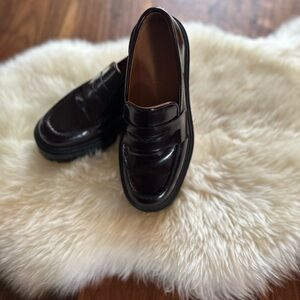 Oxblood/Maroon Leather Platform Loafers